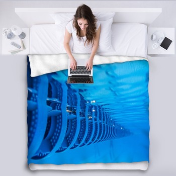 Swimming Pool Floating Wave Breaking Lane  Fleece Blanket