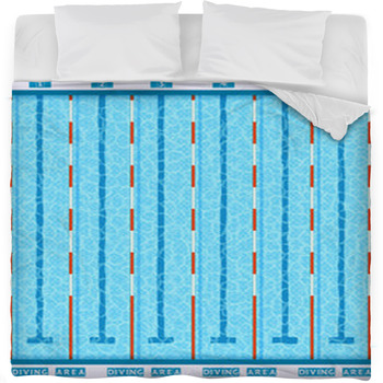 Swimming Pool Top View Flat Pictogram Fleece Bed Blanket