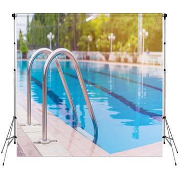 Swimming Pool With Stair At Sport Custom Size Backdrop