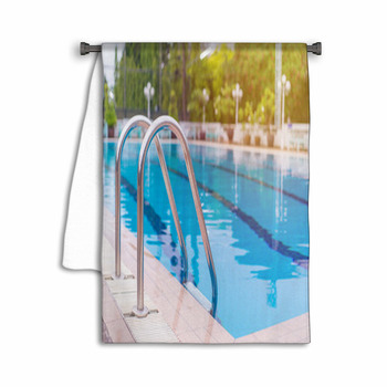 Swimming Pool With Stair At Sport Center Towel
