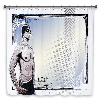Swimming Poster Shower Curtain
