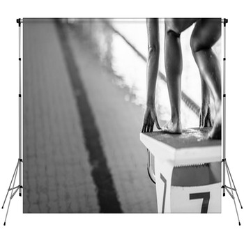 Swimming Race Start Starting Block Fleece Backdrop