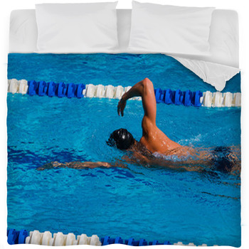 Swimming Stock Image Fleece Bed Blanket