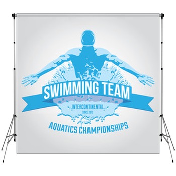 Swimming Team Logo Custom Size Backdrop