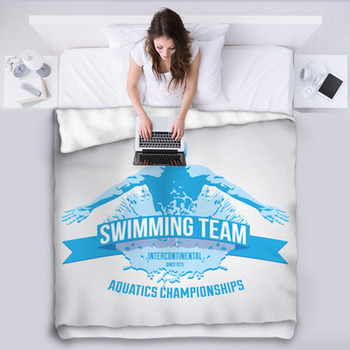 Swimming Team Logo Fleece Bed Blanket