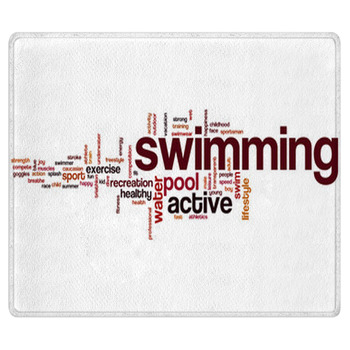 Swimming Word Cloud Area Rug