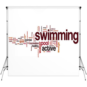 Swimming Word Cloud Fleece Backdrop