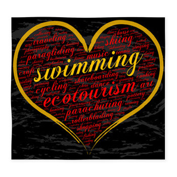 Swimming Word Cloud Heart Italic Custom Size Floor Mat