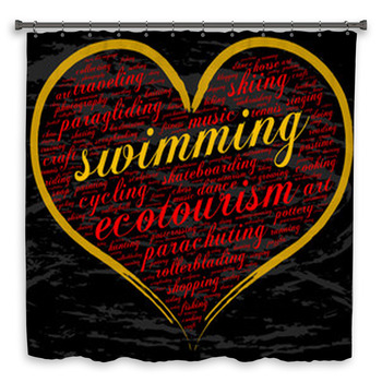 Swimming Word Cloud Heart Custom Size Shower Curtain
