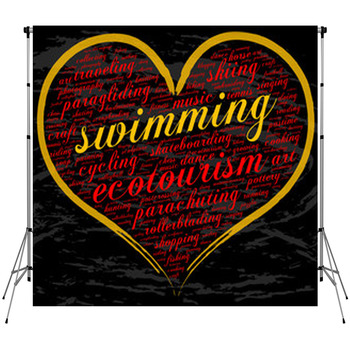 Swimming Word Cloud Heart Italic Font Fleece Backdrop
