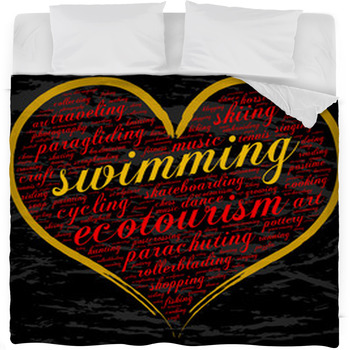 Swimming Word Cloud Heart Italic Fleece Bed Blanket