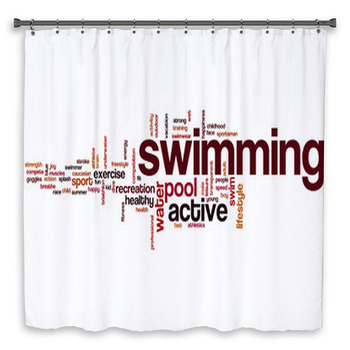 Swimming Word Cloud Shower Curtain