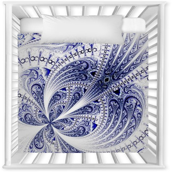 Symmetrical Fractal Flower, Digital  Baby Crib Comforter