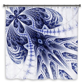 Symmetrical Fractal Flower, Digital Shower Curtain