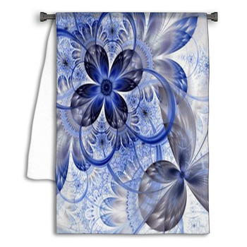 Symmetrical Gold Blue Fractal Flower Towel