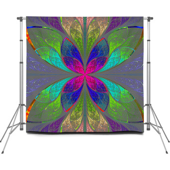 Symmetrical Multicolor Fractal Custom Size Backdrop
