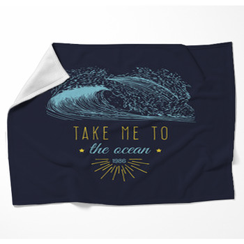 Take Me To The Ocean Vector Hand Woven Throw Blanket