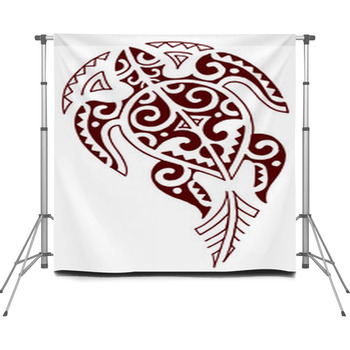 Tartaruga Maori Tribale Rosso Custom Size Backdrop