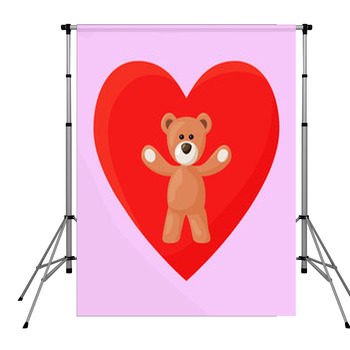 Teddy Bear And Heart Pole Pocket Backdrop