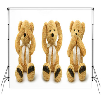 Teddy Bears See Hear Speak No Evil Custom Size Backdrop