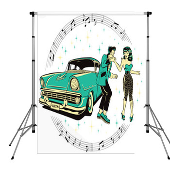 Teddyboy And A Rockabilly Pinup Pole Pocket Backdrop