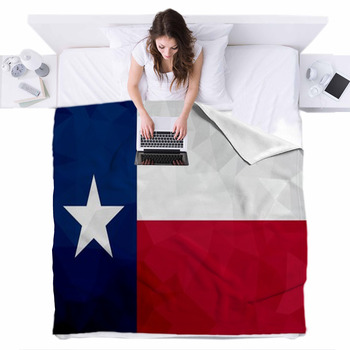 Texas Polygonal Flag Mosaic Modern Fleece Bed Blanket