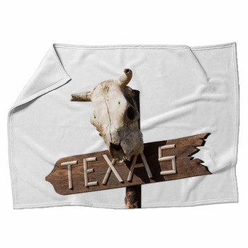 Texas Sign With Old Horse Skull Fleece Blanket