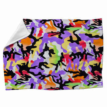 Texture Of Colorful Print Fabric Fleece Blanket