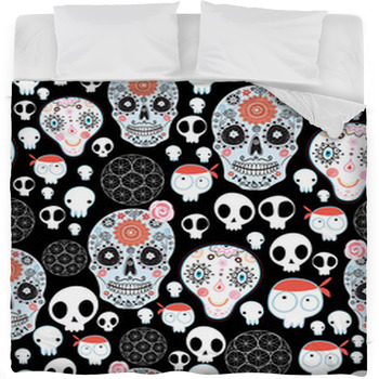 Texture Of Funny Skulls Fleece Bed Blanket