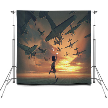The Boy Plays Paper Airplanes And Custom Size Backdrop