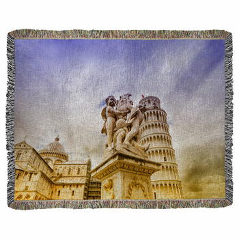 The Cathedral And Leaning Tower In Woven Throw Blanket