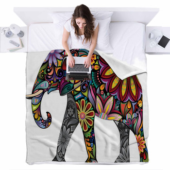 The Cheerful Elephant Fleece Bed Blanket