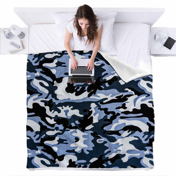 The Fabric On Military Camouflage Fleece Bed Blanket