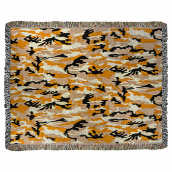 The Fabric On Military Camouflage Woven Throw Blanket