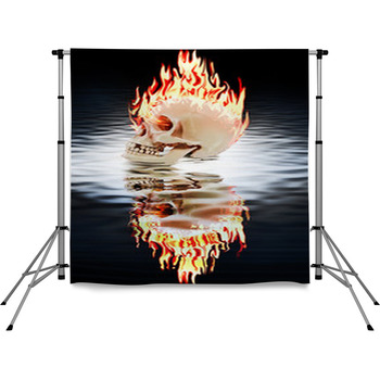 The Human Skull Burning In The Pole Pocket Backdrop