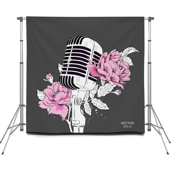 The Image Of The Microphone With Custom Size Backdrop