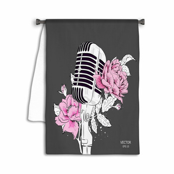 The Image Of The Microphone With Flowers Floral Towel