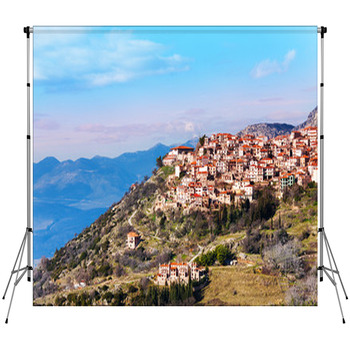 The Landscape Of Arachova Town Custom Size Backdrop