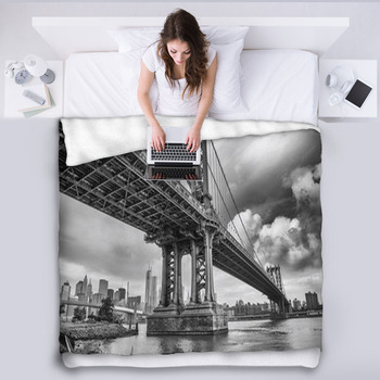 The Manhattan Bridge New York City Fleece Blanket