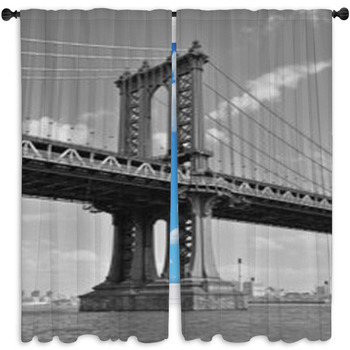Brooklyn Bridge Window Curtains, Brooklyn Bridge Led Shower Curtain