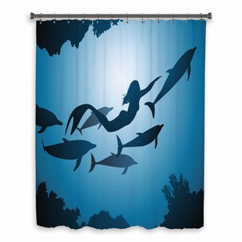The Mermaid And Dolphins Custom Size Shower Curtain