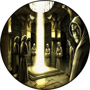 The Mystic Ritual In The Dark Temple. Round Rug