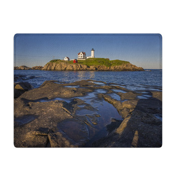 The Nubble Lighthouse At Sunset In York, Maine Bath Mat