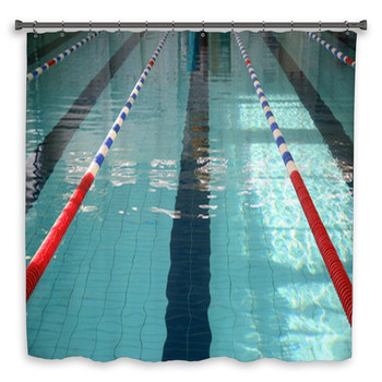 The Swimming Pool With Blue Custom Size Shower Curtain