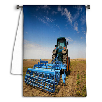 The Tractor - Modern Farm Equipment In Field Towel