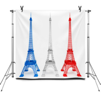 Three Eiffel Towers In French Flag Fleece Backdrop