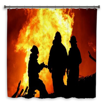 Three Fire Fighters And Huge Custom Size Shower Curtain