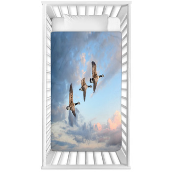 Three Geese Flying At A Clear Sky Baby Crib Comforter