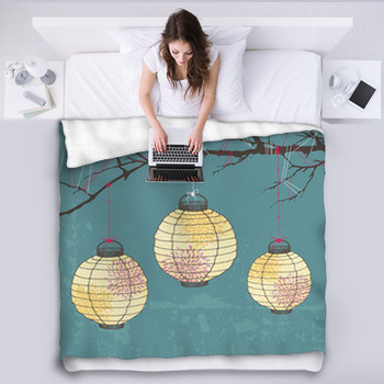 Three Paper Lanterns Fleece Blanket