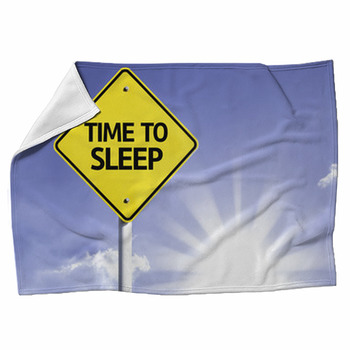 Time To Sleep Road Sign With Sun Fleece Blanket